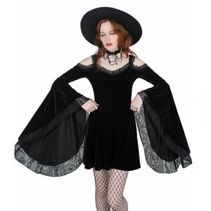 Killstar ‘Laced with Sorcery’ Black Velvet Dress M
